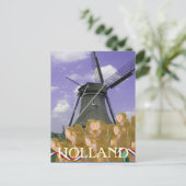 Oranje Tulps Windmill Art Holland Briefkaart (Staand voorkant)