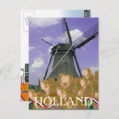 Oranje Tulps Windmill Art Holland Briefkaart (Voorkant / Achterkant)