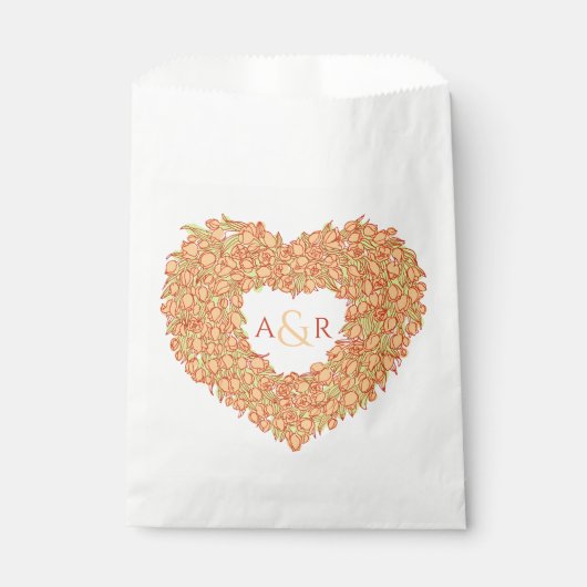 Oranje tulptulpmonogram bruiloft bedankzakje (Voorkant)