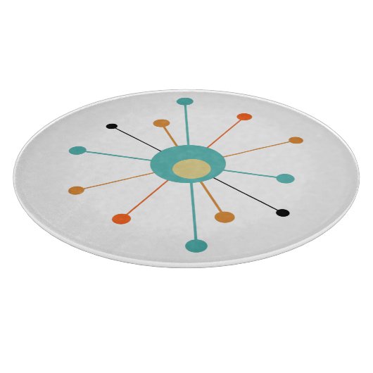 Oranje Turquoise Atomic Age Starburst midden eeuw Snijplank (Hoek)