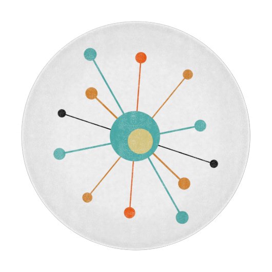 Oranje Turquoise Atomic Age Starburst midden eeuw Snijplank (Voorkant)