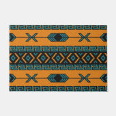 Oranje Turquoise Azteekse Patroon Zuidwest Tribal Deurmat (Voorkant)