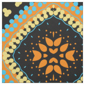 Oranje Turquoise Black etnic Boho Pattern Stof (Swatch)