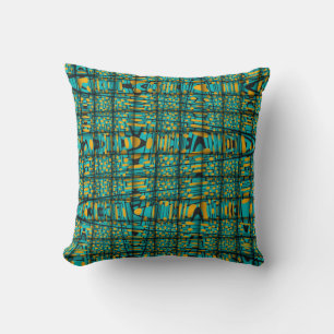 Oranje Turquoise Black Modern Zig Zag Abstract Kussen
