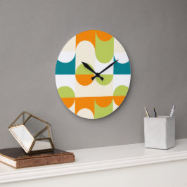 Oranje Turquoise Blauw Limegroen Retro Kunstpatroo Grote Klok