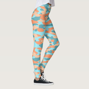 Oranje Turquoise Blauwgroen blauw Camouflage Patro Leggings