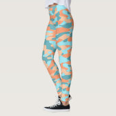 Oranje Turquoise Blauwgroen blauw Camouflage Patro Leggings (Links)