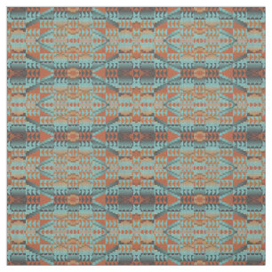 Oranje Turquoise Blauwgroen Blue Aztec Mosaic Patt Stof