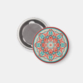 Oranje & Turquoise Boho Mandala Magneet (Voorkant / Achterkant)