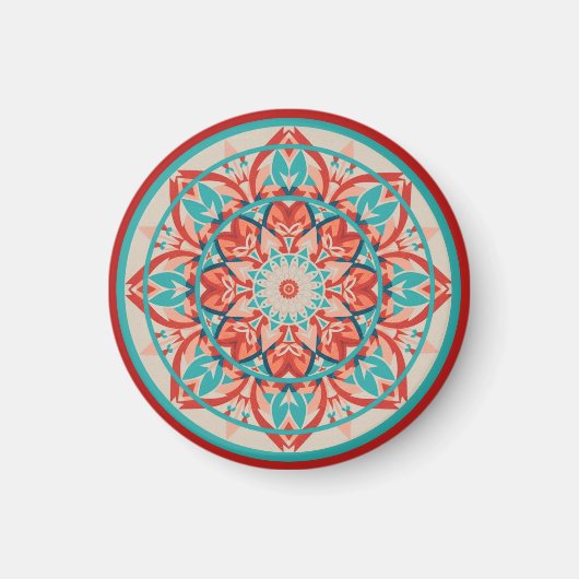 Oranje & Turquoise Boho Mandala Magneet (Voorkant)