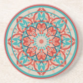 Oranje & Turquoise Boho Mandala Zandsteen Onderzetter (Voorkant)