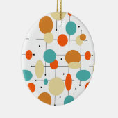 Oranje Turquoise Circles Middeleeuwse kerst Keramisch Ornament (Rechts)