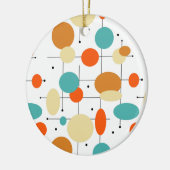 Oranje Turquoise Circles Middeleeuwse kerst Keramisch Ornament (Links)