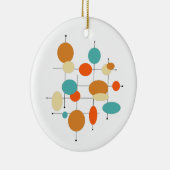 Oranje Turquoise Circles Middeleeuwse kerst Keramisch Ornament (Rechts)