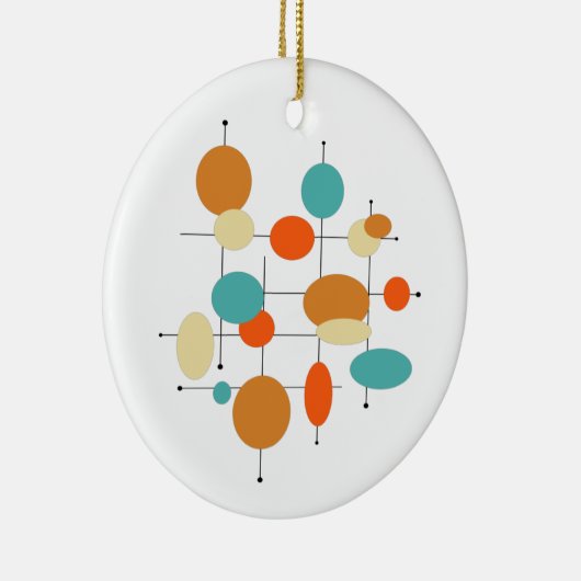 Oranje Turquoise Circles Middeleeuwse kerst Keramisch Ornament (Rechts)