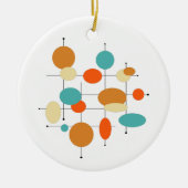 Oranje Turquoise Circles Middeleeuwse kerst Keramisch Ornament (Voorkant)
