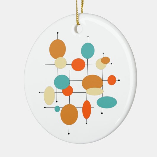 Oranje Turquoise Circles Middeleeuwse kerst Keramisch Ornament (Links)