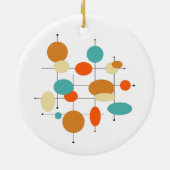 Oranje Turquoise Circles Middeleeuwse kerst Keramisch Ornament (Achterkant)