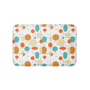 Oranje Turquoise Circles Retro Mid Century Patroon Badmat