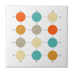 Oranje Turquoise Cream Circles medio eeuw Tegeltje<br><div class="desc">Deze moderne keramische tegels uit de midden eeuw zijn helder en vrolijk... voeg een beetje plezier toe aan uw betegelproject met dit middelmatige ontwerp met twee tinten oranje ,  turquoise blue ,  crème ,  tan cirkels op zwarte rasterlijnen .</div>