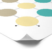 Oranje Turquoise Cream Tan-cirkels op raster Poster (Hoek)