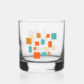 Oranje turquoise crème vierkanten midden eeuw whisky glas (Achterkant)