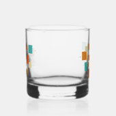 Oranje turquoise crème vierkanten midden eeuw whisky glas (Links)