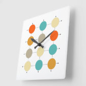 Oranje turquoise - crèmecirkels op raster midden e vierkante klok (Hoek)