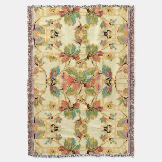  Oranje Turquoise Floral Wallpaper Pattern Deken (Voorkant Verticaal)