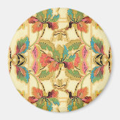 Oranje Turquoise Floral Wallpaper Pattern Magneet (Voorkant)