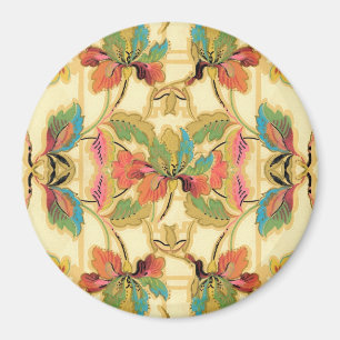 Oranje Turquoise Floral Wallpaper Pattern Magneet