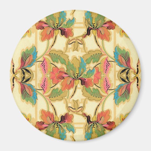  Oranje Turquoise Floral Wallpaper Pattern Magneet (Voorkant)