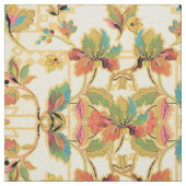 Oranje Turquoise Floral Wallpaper Pattern Stof (Swatch)