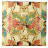  Oranje Turquoise Floral Wallpaper Pattern Tegeltje (Voorkant)