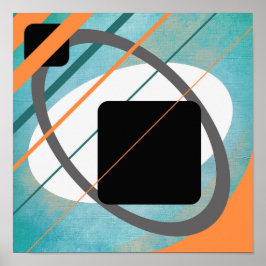 Oranje Turquoise Geometrisch Canvasontwerp AP0011  Poster