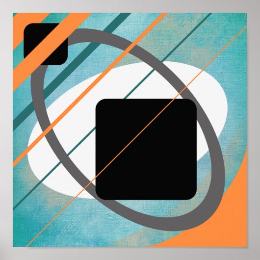 Oranje Turquoise Geometrisch Canvasontwerp AP0011 Poster (Voorkant)