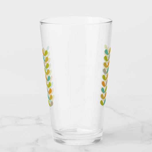 Oranje turquoise groene bloemblaadjes midden eeuw glas (Rechts)