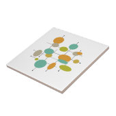 Oranje turquoise groene cirkels midden eeuw retro tegeltje (Zijkant)