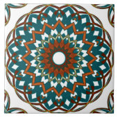 Oranje-Turquoise Kaleidohart Tegeltje (Voorkant)