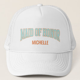 Oranje + Turquoise Nep Glitter Varsity EREJUFFER Trucker Pet