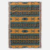 Oranje Turquoise Southwest Aztec Pattern Deken (Voorkant Verticaal)