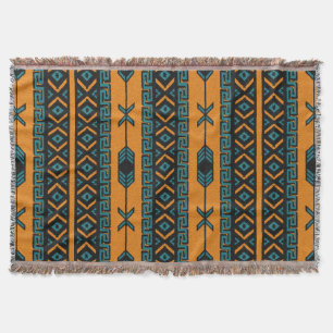 Oranje Turquoise Southwest Aztec Pattern Deken