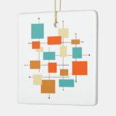 Oranje Turquoise Squares Middeleeuwse kerst Keramisch Ornament (Links)