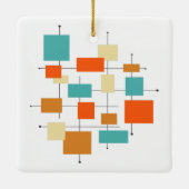Oranje Turquoise Squares Middeleeuwse kerst Keramisch Ornament (Achterkant)