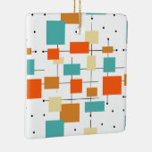 Oranje Turquoise Squares Middeleeuwse kerst Keramisch Ornament (Rechts)