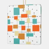 Oranje Turquoise Squares Middeleeuwse kerst Keramisch Ornament (Links)