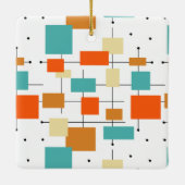 Oranje Turquoise Squares Middeleeuwse kerst Keramisch Ornament (Achterkant)