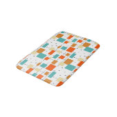 Oranje Turquoise Squares Retro Mid Century Patroon Badmat (Gekanteld)