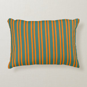 Oranje Turquoise Strepen Naadloos Patroon Accent Kussen