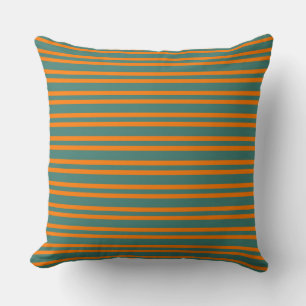 Oranje Turquoise Strepen Naadloos Patroon Kussen
